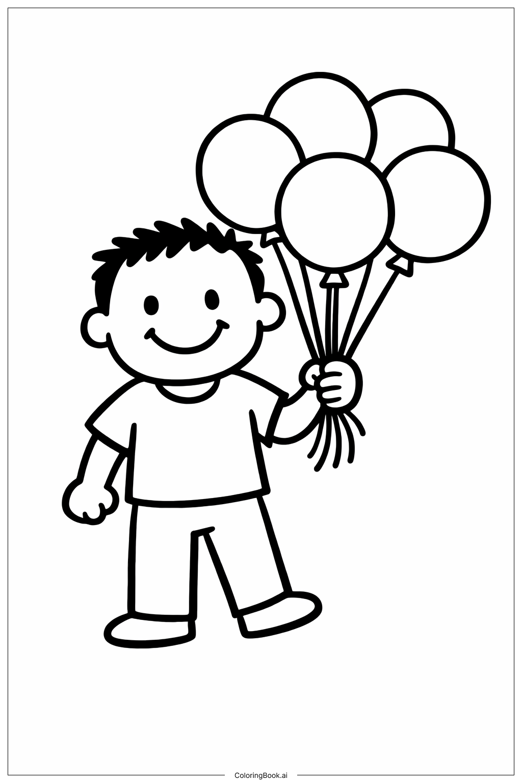 父親節快樂氣球花束著色頁