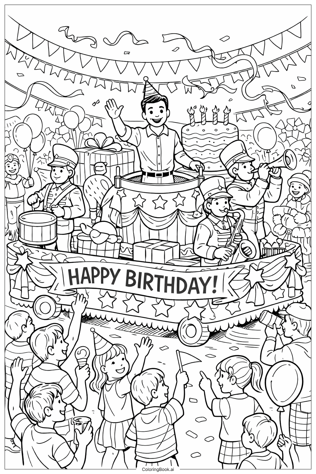  Happy Birthday Dad Birthday Parade Coloring Page 