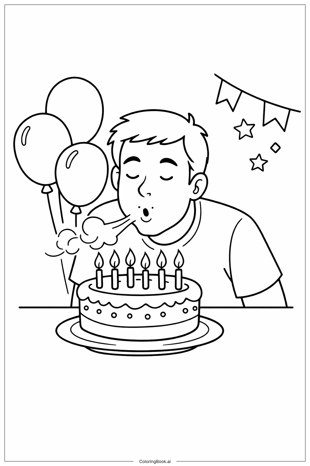 爸爸生日快樂吹蠟燭著色頁