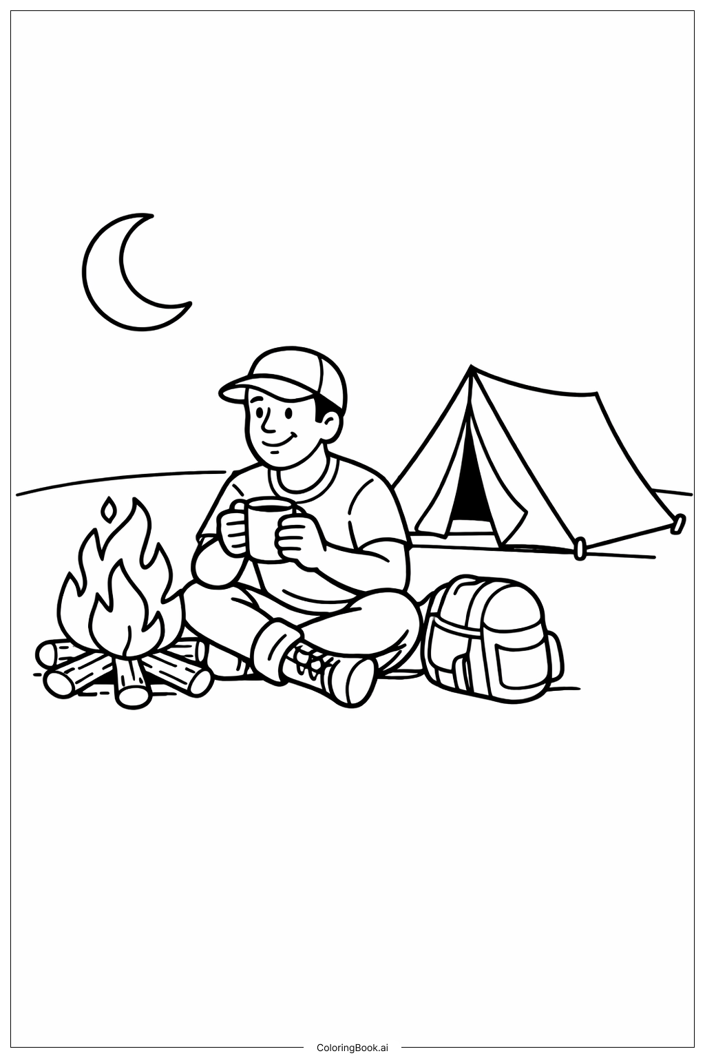 爸爸生日露营夜填色页