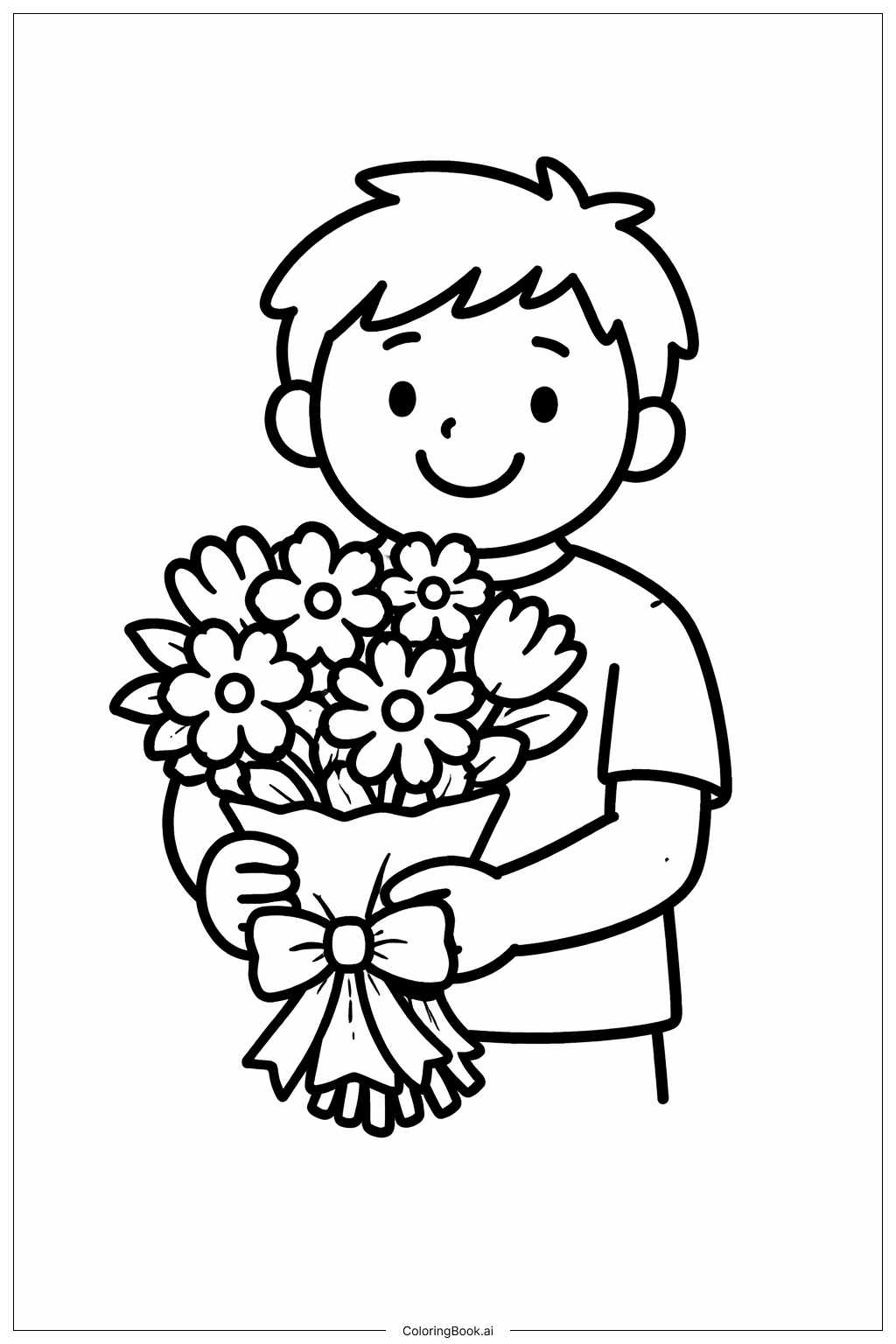 Happy Birthday Dad Flower Bouquet Coloring Page