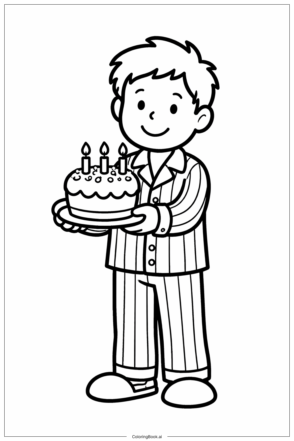 Happy Birthday Dad Pajama Morning Coloring Page