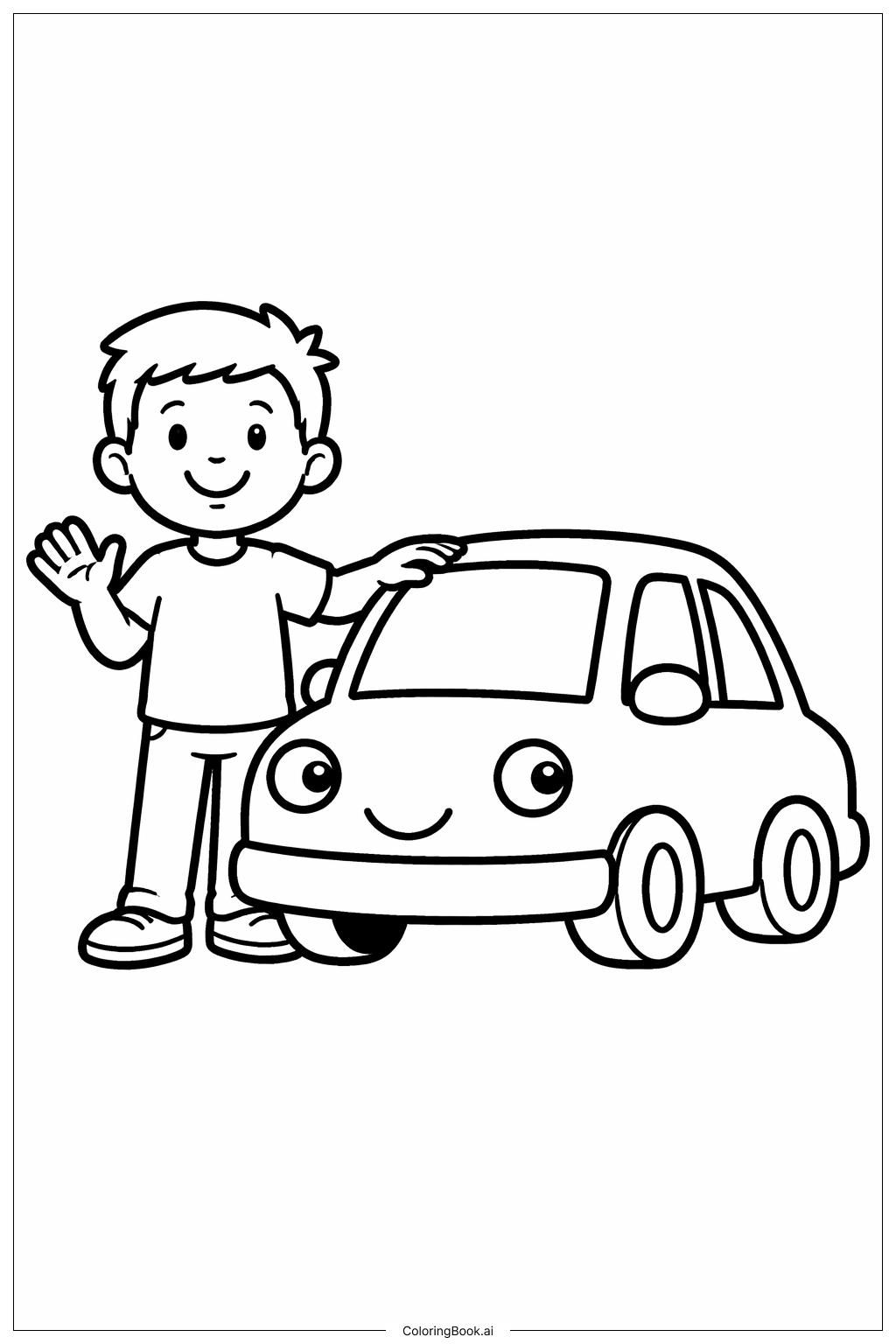 Happy Birthday Dad Simple Car Coloring Page