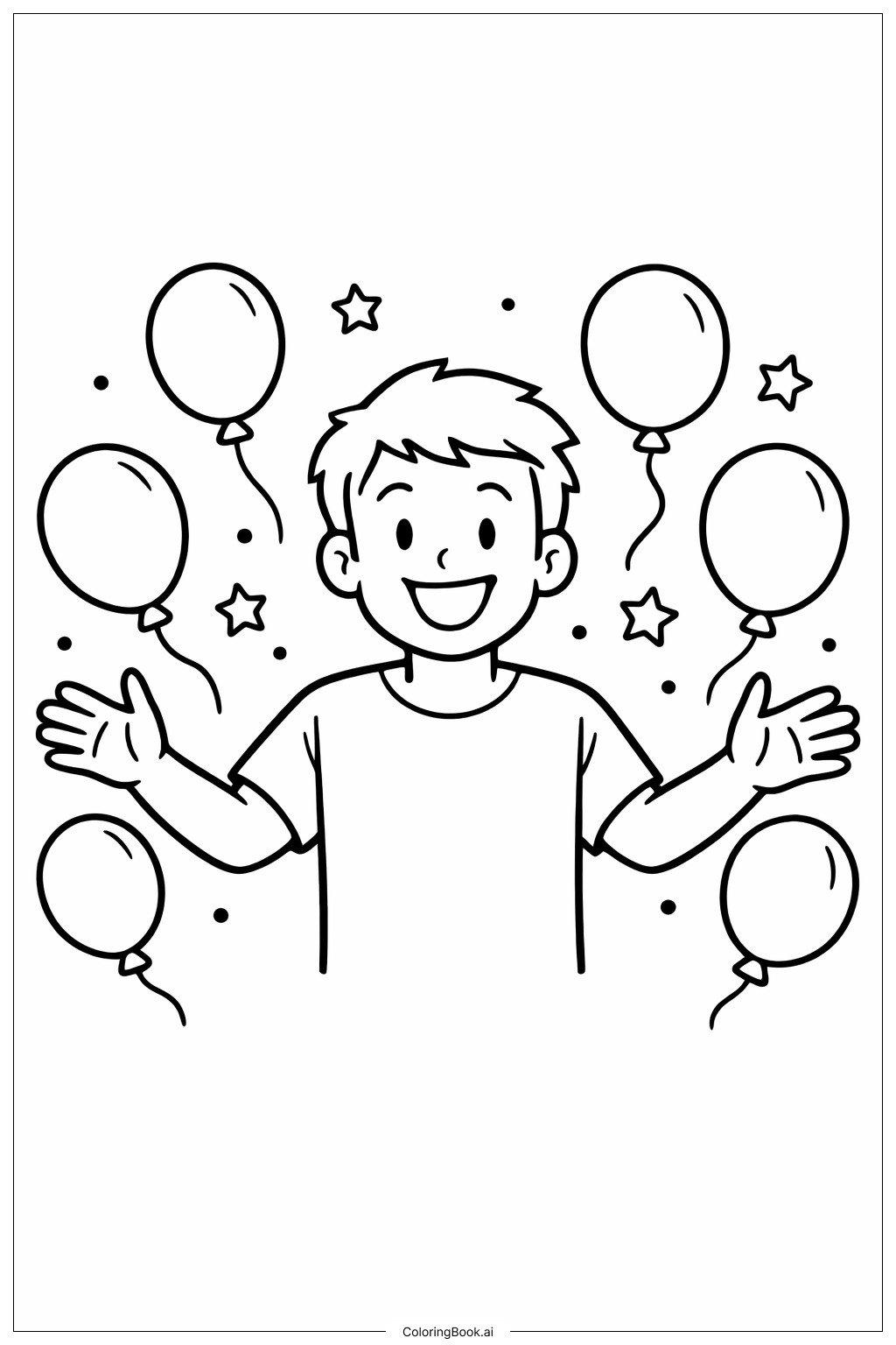 生日快樂,爸爸,帶著氣球著色頁