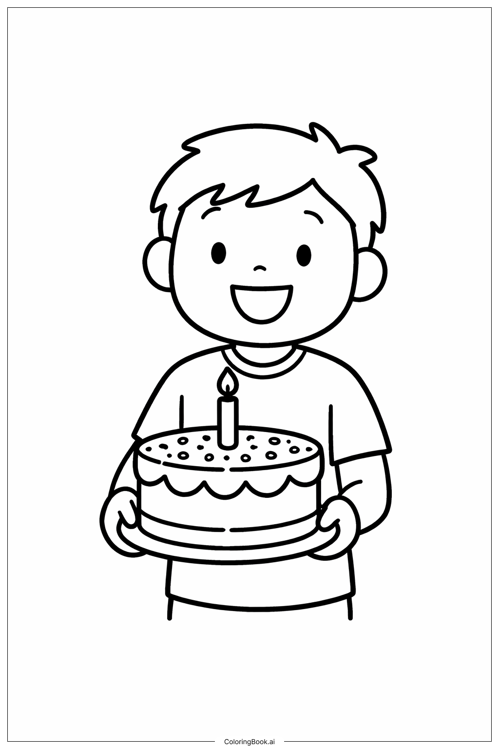 生日快樂爸爸與蛋糕著色頁