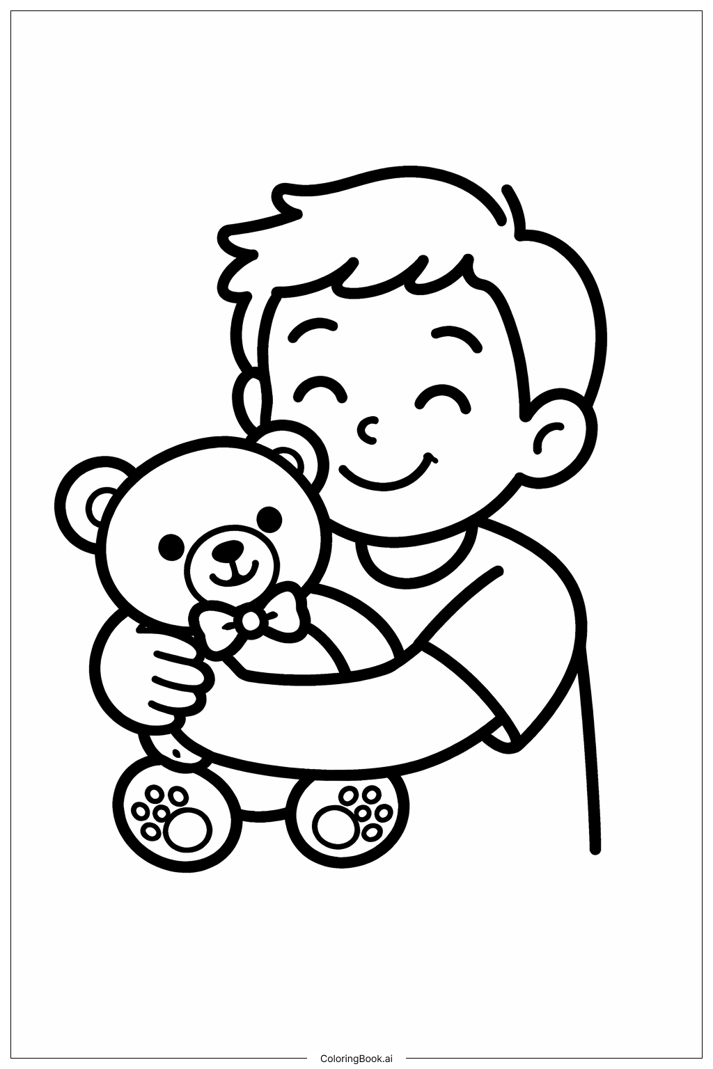 Happy Birthday Dad With Teddy Coloring Page