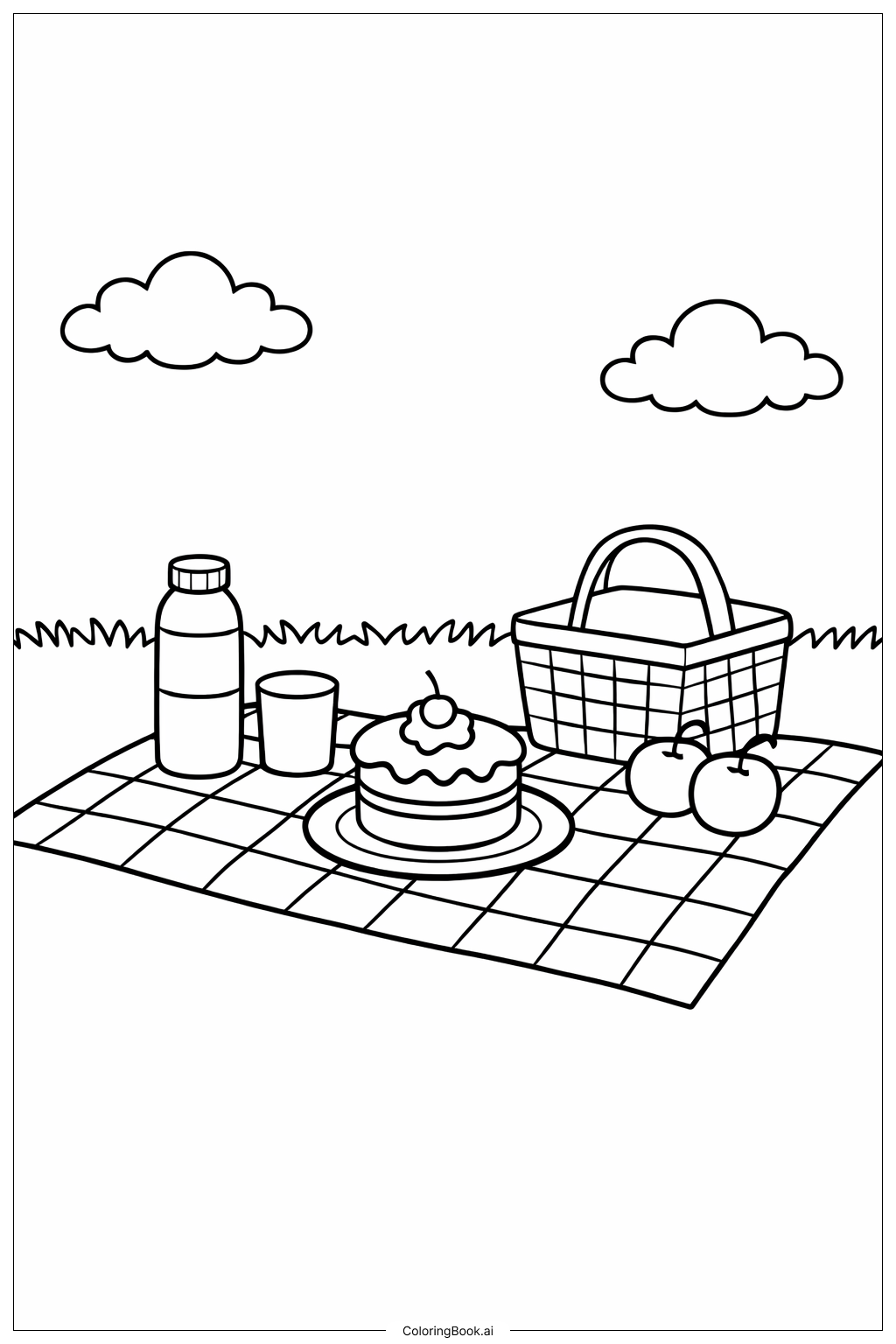  Fröhlicher Geburtstag Dr. Seuss Kuchen-Picknick Ausmalseite 