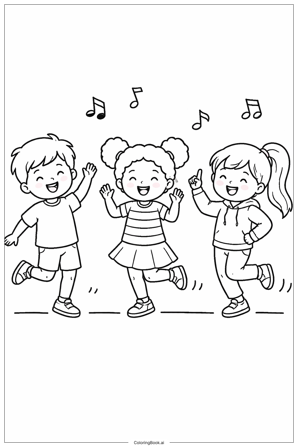  ハッピーバースデー ドクター・スースの友達が踊るの塗り絵ページ 