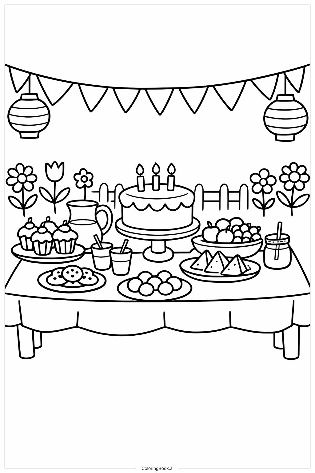  해피 버스데이 닥터 수스 가든 파티 색칠공부 페이지 