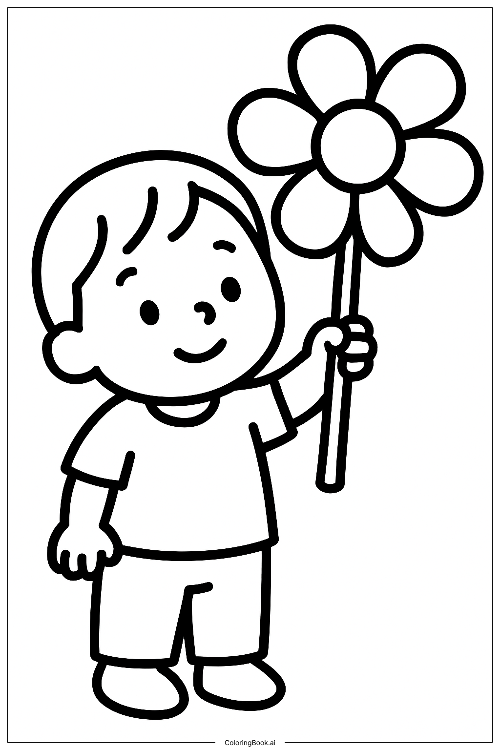  Página para colorir de Feliz Aniversário Jesus Segurando Flor 