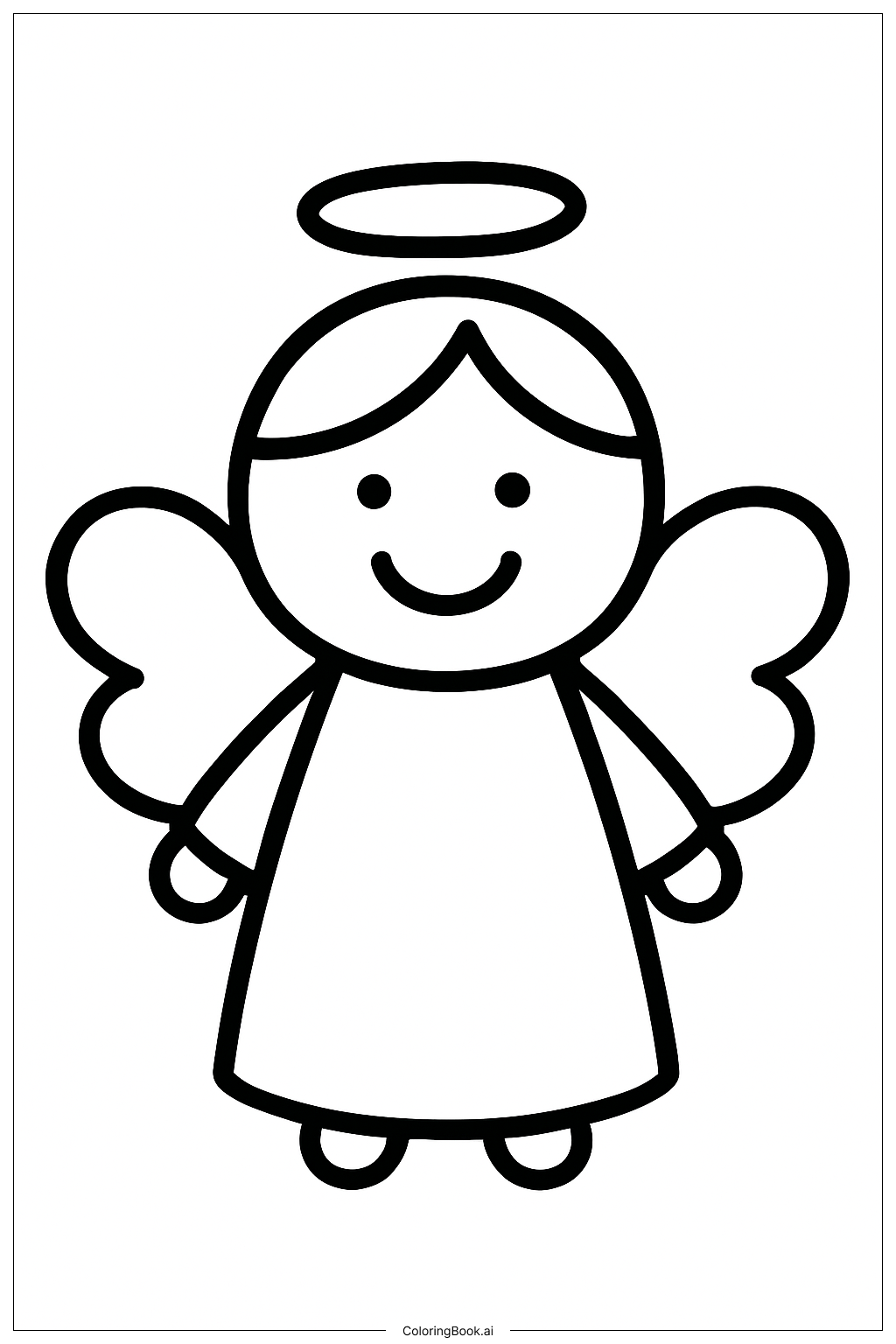 ハッピーバースデーイエス 喜びの天使 塗り絵ページ（無料のPDF＆PNGプリント）, image size:1024x1536