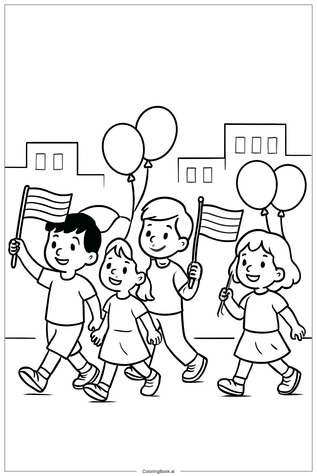  Página para colorir de Parada Alegre de Aniversário de Jesus 