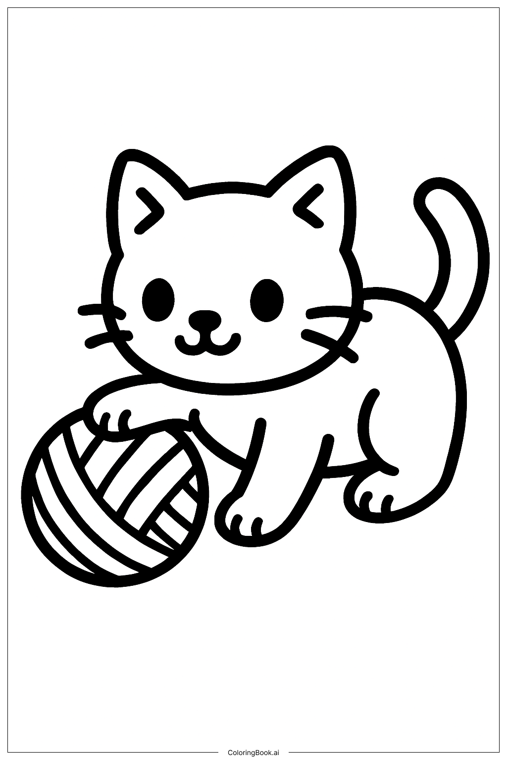  Página para colorir de Feliz Aniversário Jesus Gatinho Brincalhão 