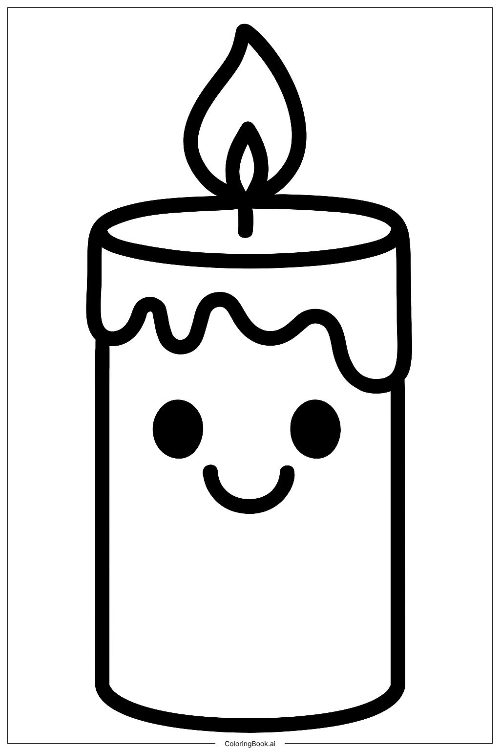  Página para colorir de Vela Simples de Feliz Aniversário Jesus 