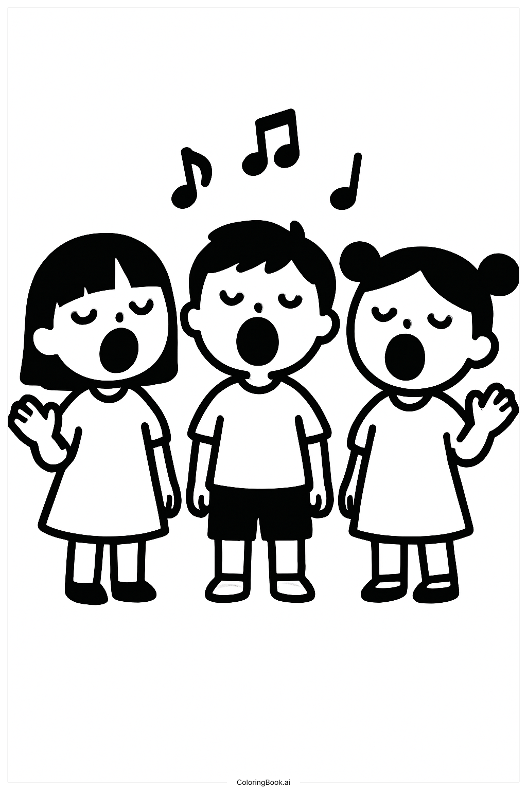  Página para colorir de Pequeno Coral Feliz Aniversário Jesus 