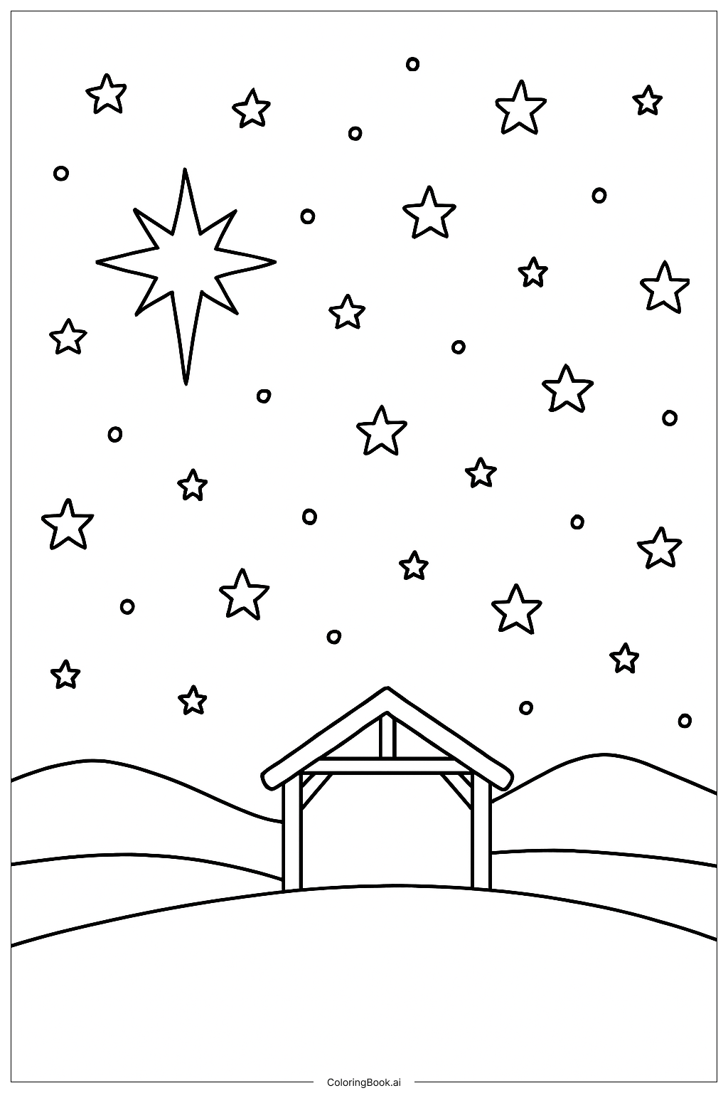  Página para colorir de Feliz Aniversário Jesus Noite Estrelada 