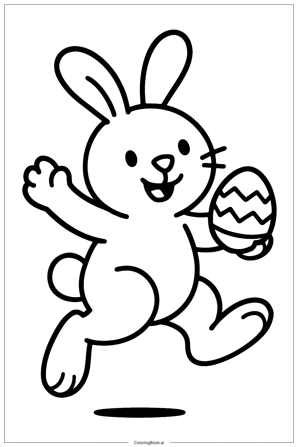  Happy Easter Bunny Jumping Coloring Page 