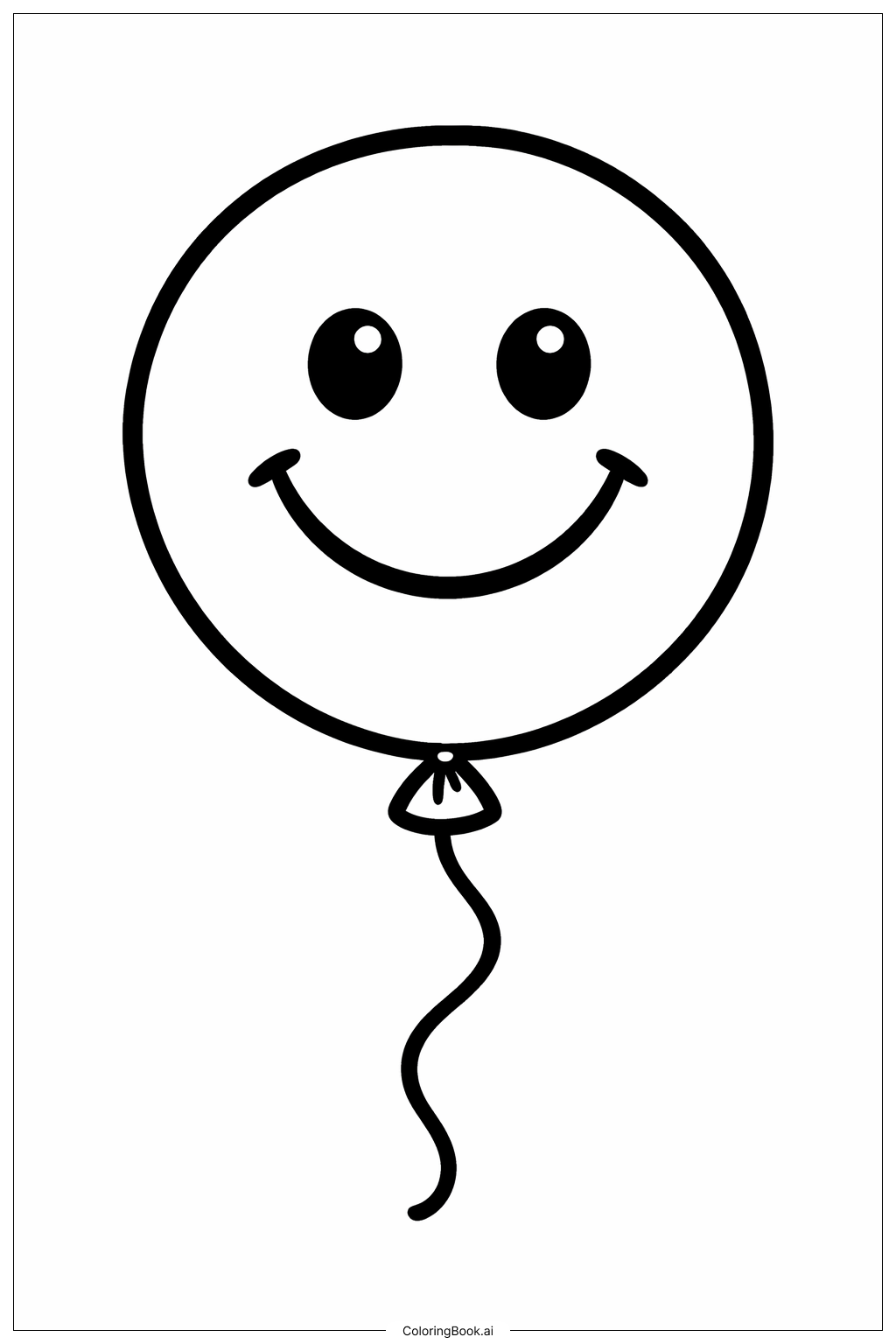  開心笑臉氣球著色頁 
