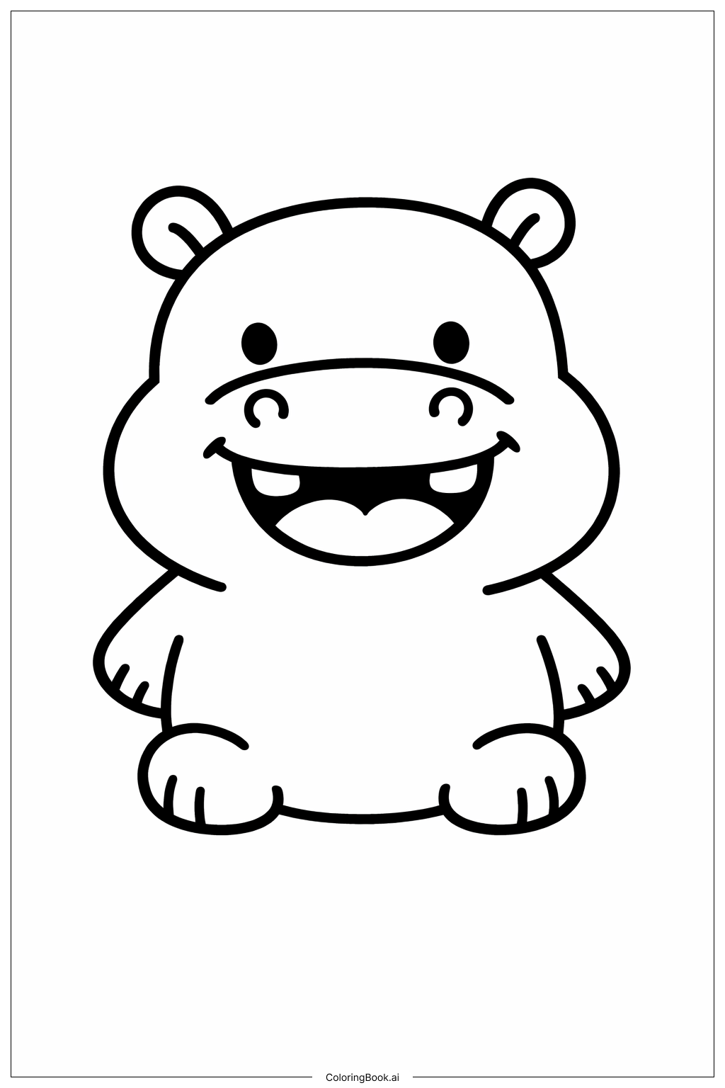  행복한 하마, 나를 동물원에 넣어줘 색칠공부 페이지 