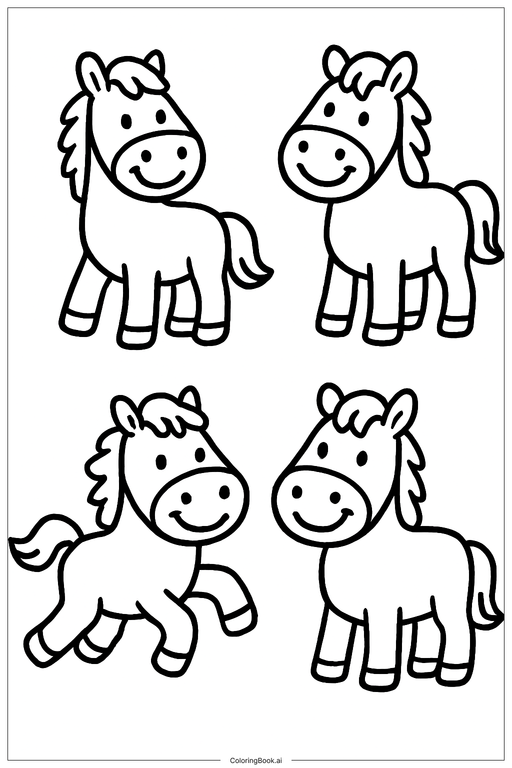  Trang tô màu Những Con Ngựa Vui Vẻ 