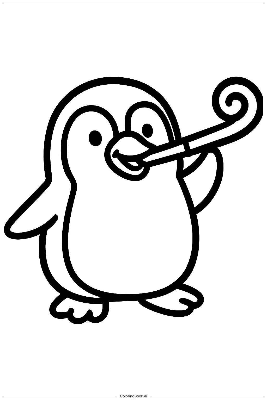  Page de coloriage Bonne Année 2026 Joyeux Pingouin 
