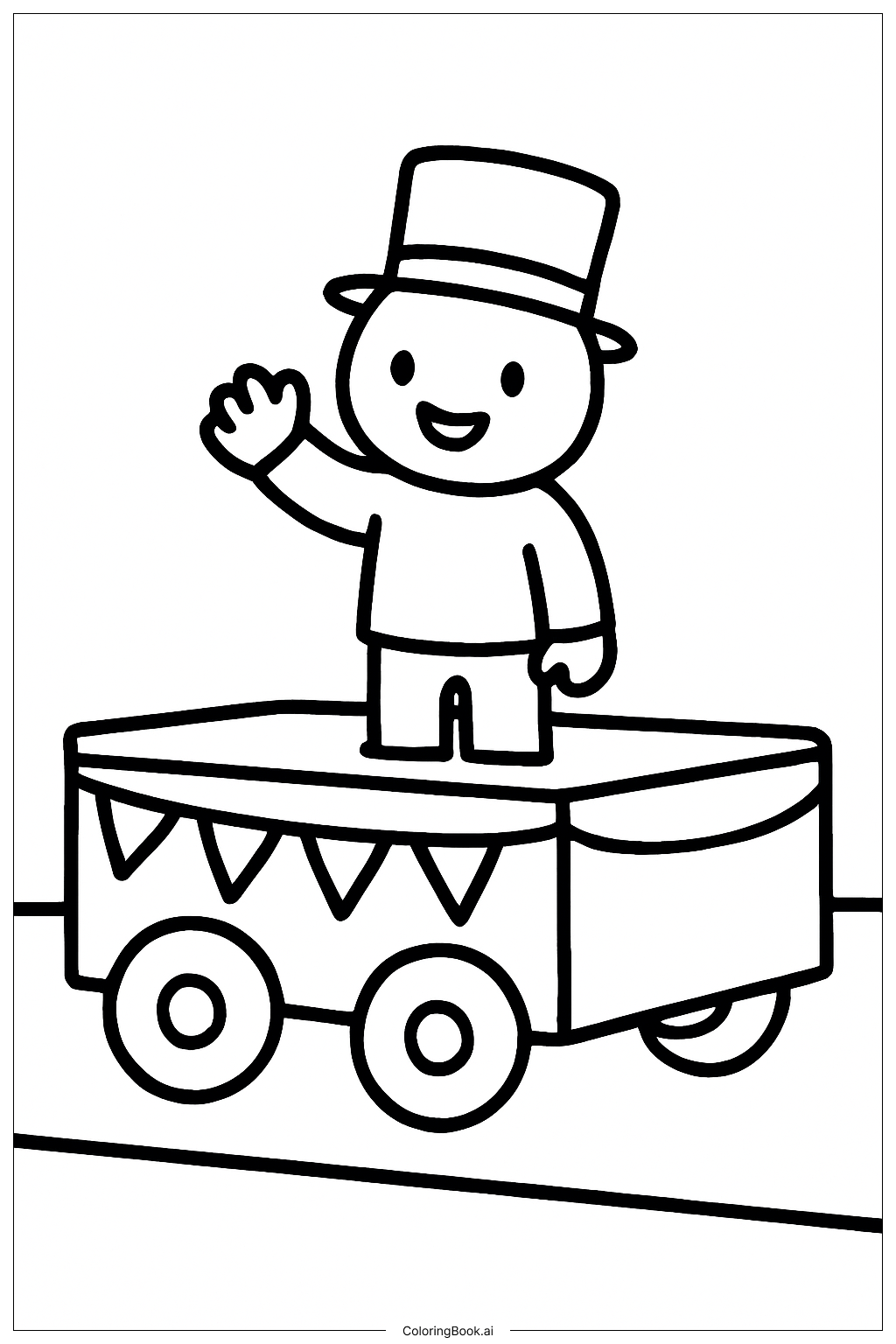  Page de coloriage Petit Char de Parade du Nouvel An 2026 