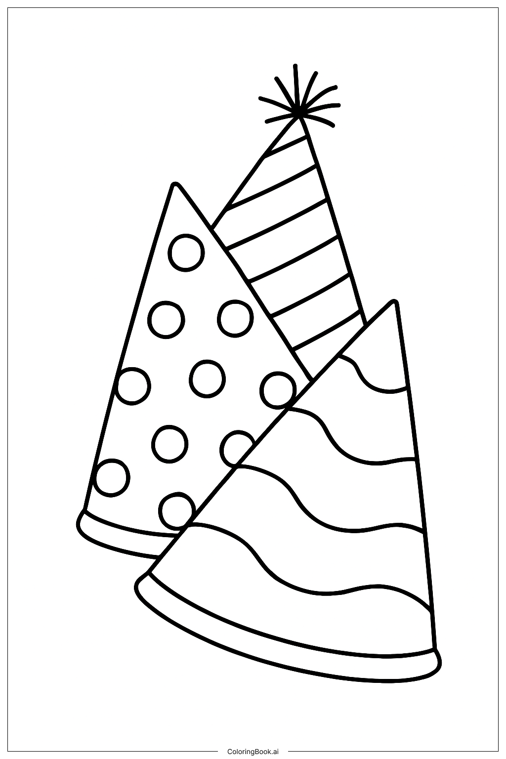  Happy New Year 2026 Party Hat Stack Coloring Page 