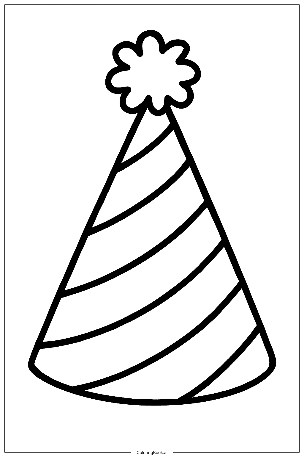 Happy New Year 2026 Party Hat Coloring Page