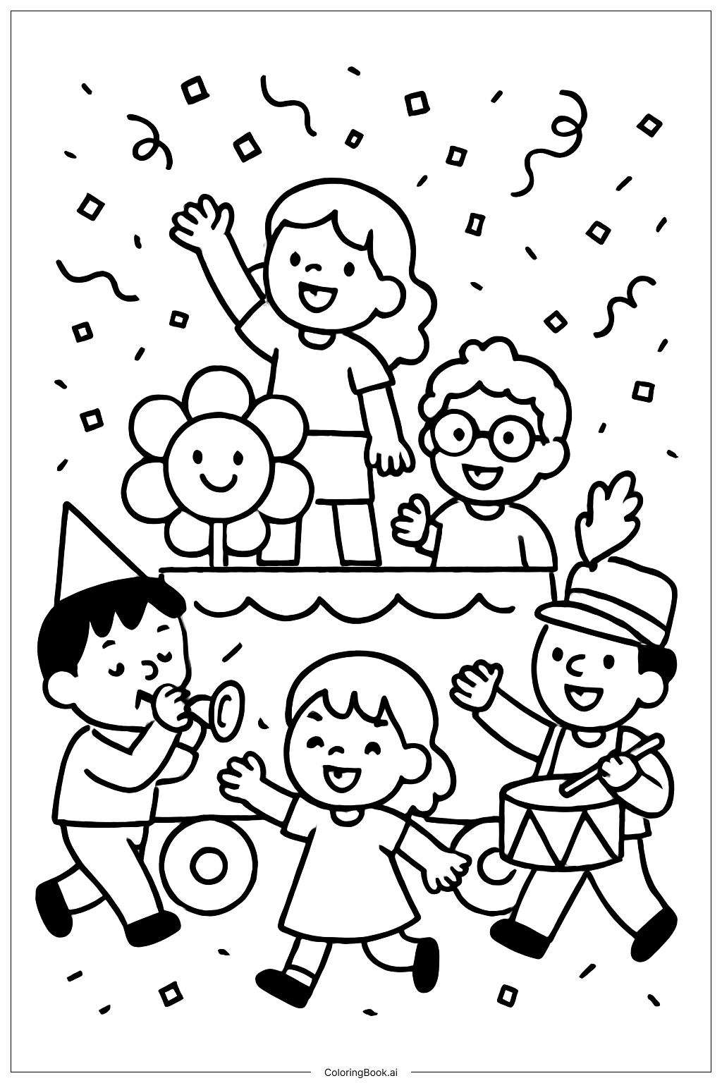 Page de coloriage Défilé de la fête du Nouvel An 2026 