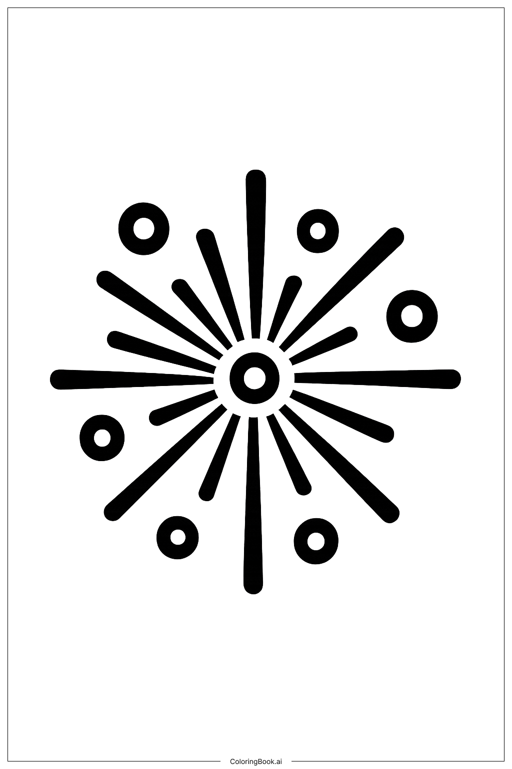  Page de coloriage Bonne Année 2026 Feu d'artifice Simple 