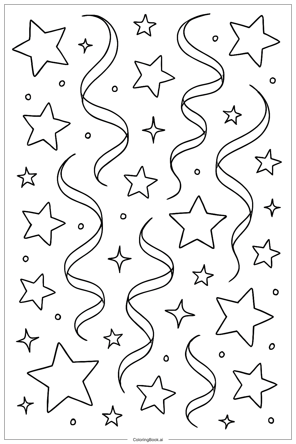  Page de coloriage Bonne Année 2026 Étoiles et Guirlandes 