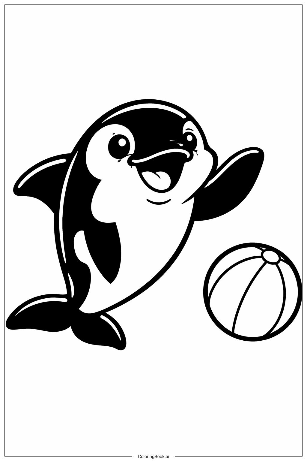 Fröhlicher Orca mit winkender Flosse Ausmalseite