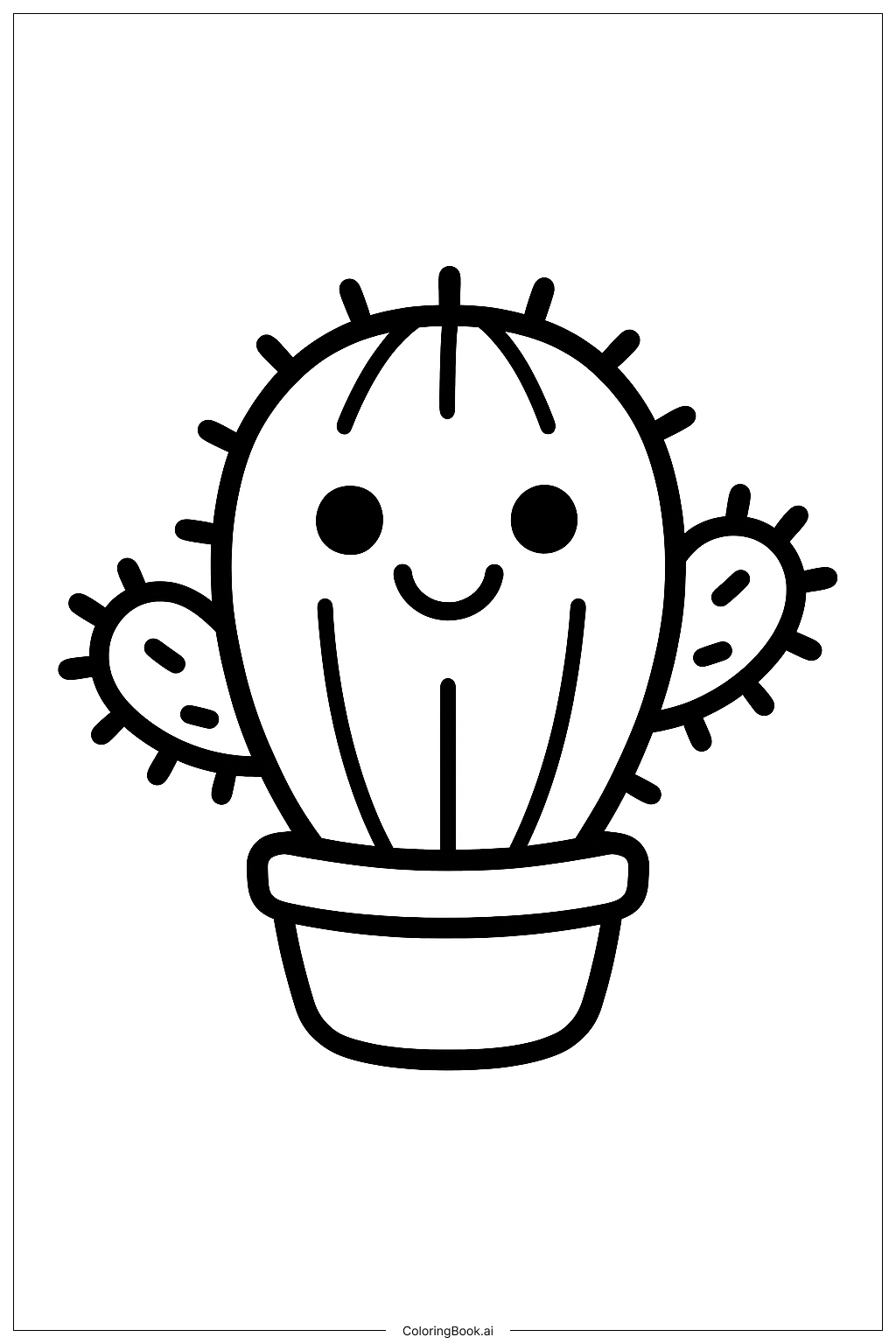  快樂的多刺仙人掌著色頁 
