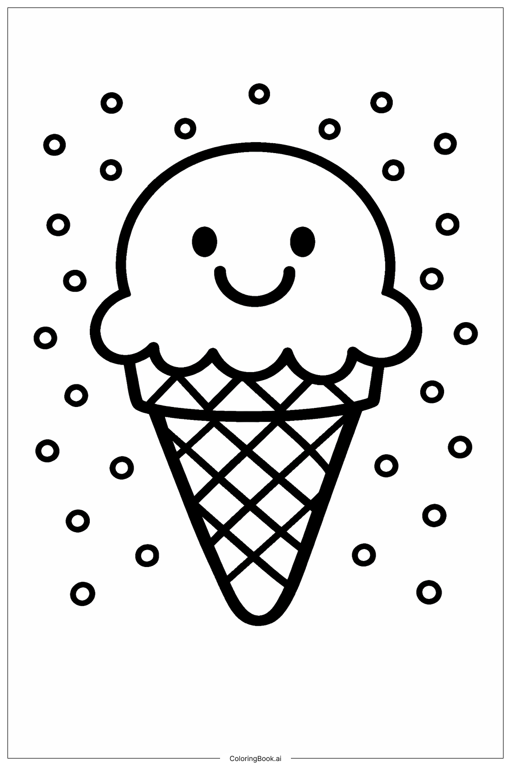  Page de coloriage Cône de glace joyeux 