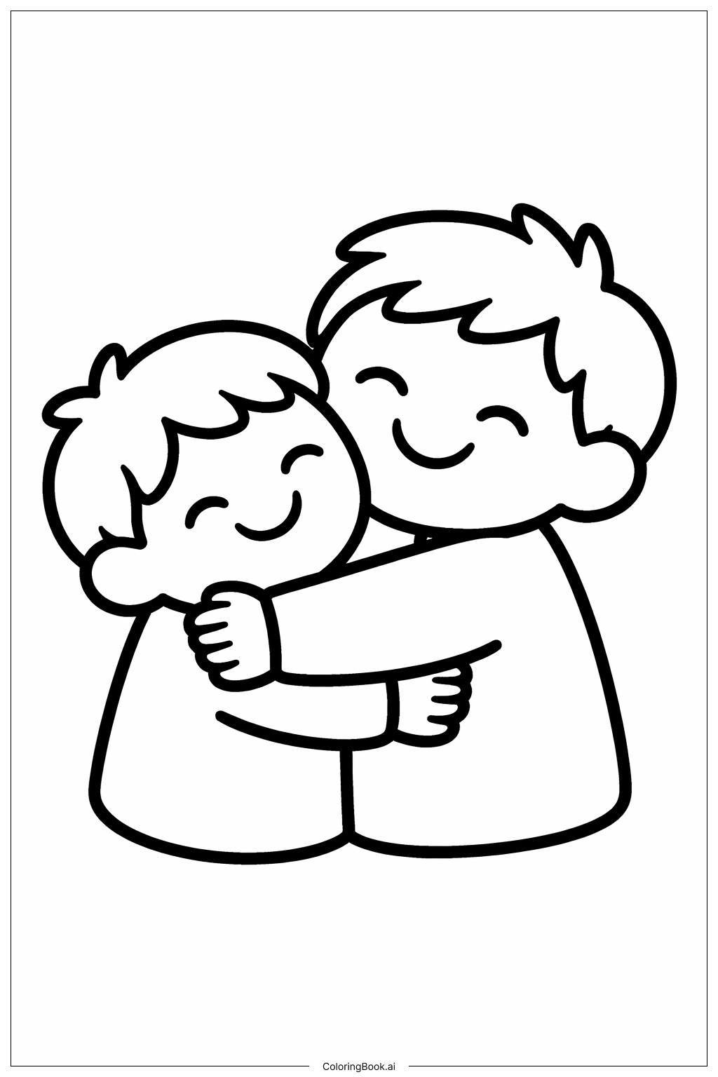  Page de coloriage Câlin Joyeux entre Frères et Sœurs Mois de l'Histoire des Noirs 