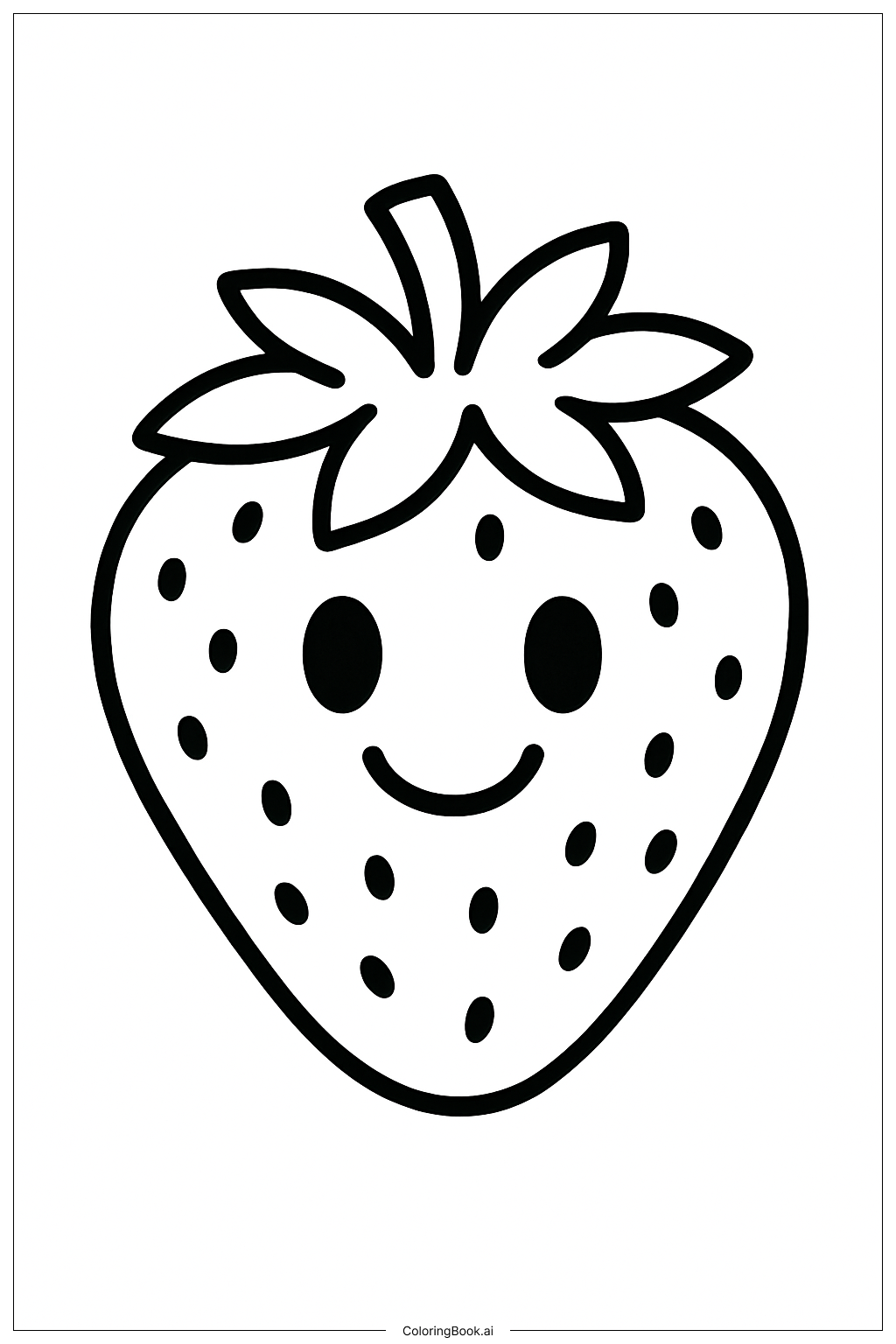 快樂草莓臉著色頁