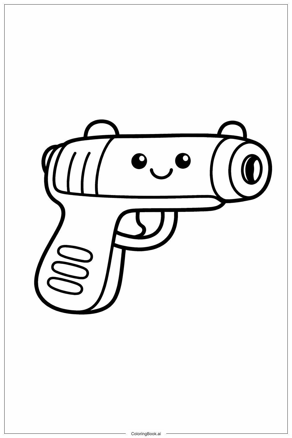  Page de coloriage Jouet Pistolet Heureux 