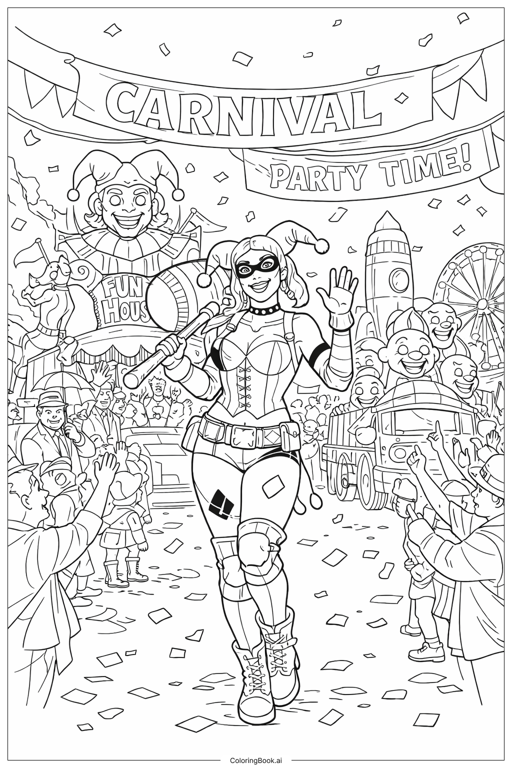  Trang tô màu Lễ Hội Diễn Hành Harley Quinn 