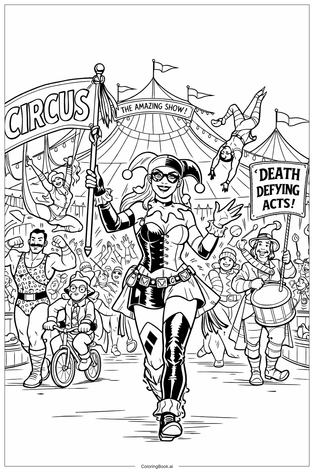  Trang tô màu Harley Quinn Đoàn Trưởng Gánh Xiếc 