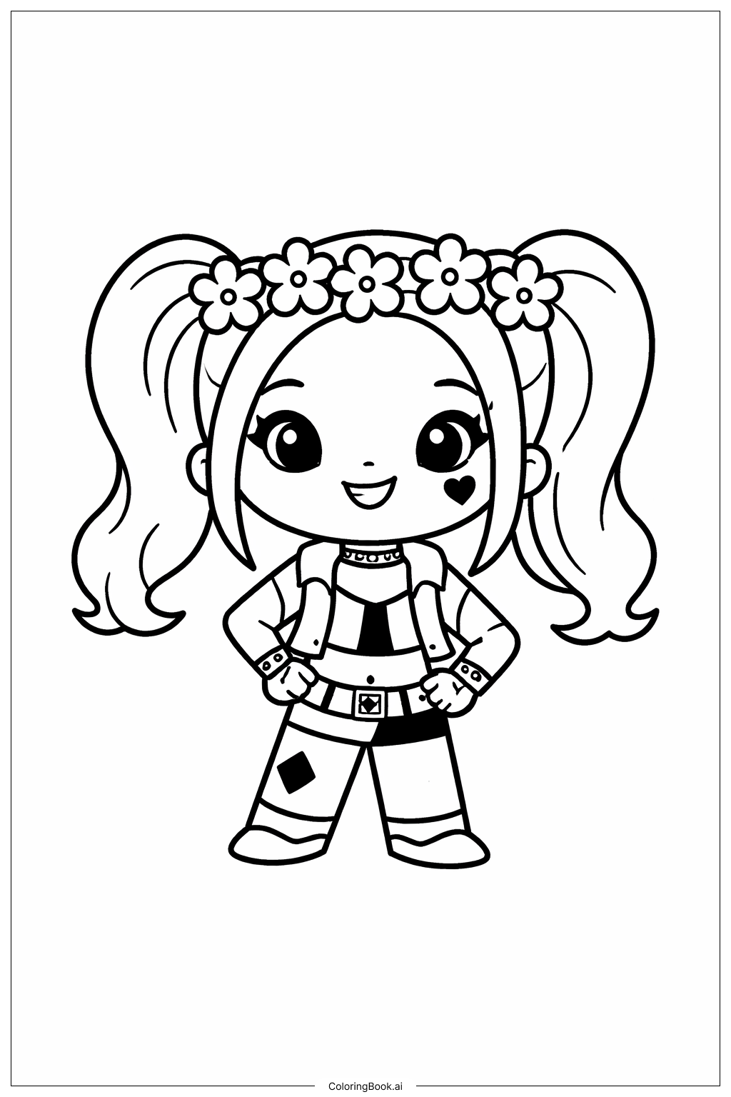  Trang tô màu Vòng Hoa Harley Quinn 