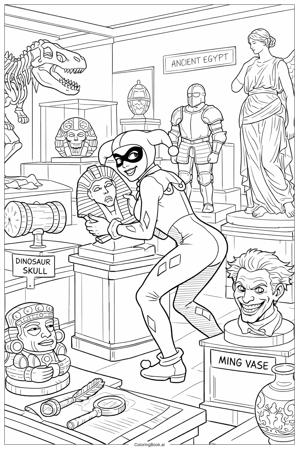  Trang tô màu Cảnh Nghịch Ngợm của Harley Quinn trong Bảo Tàng 