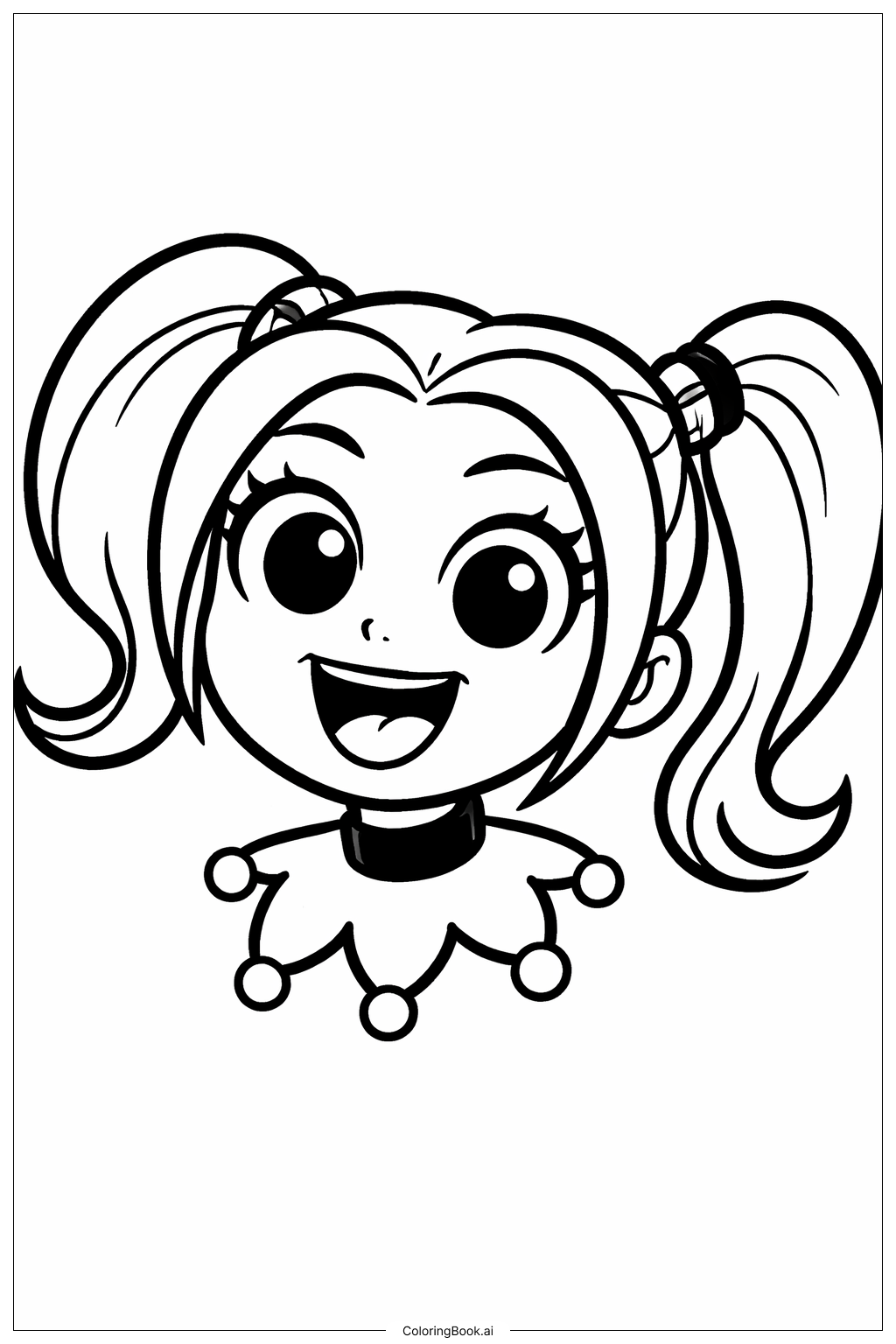 할리 퀸 웃는 얼굴 색칠공부 페이지