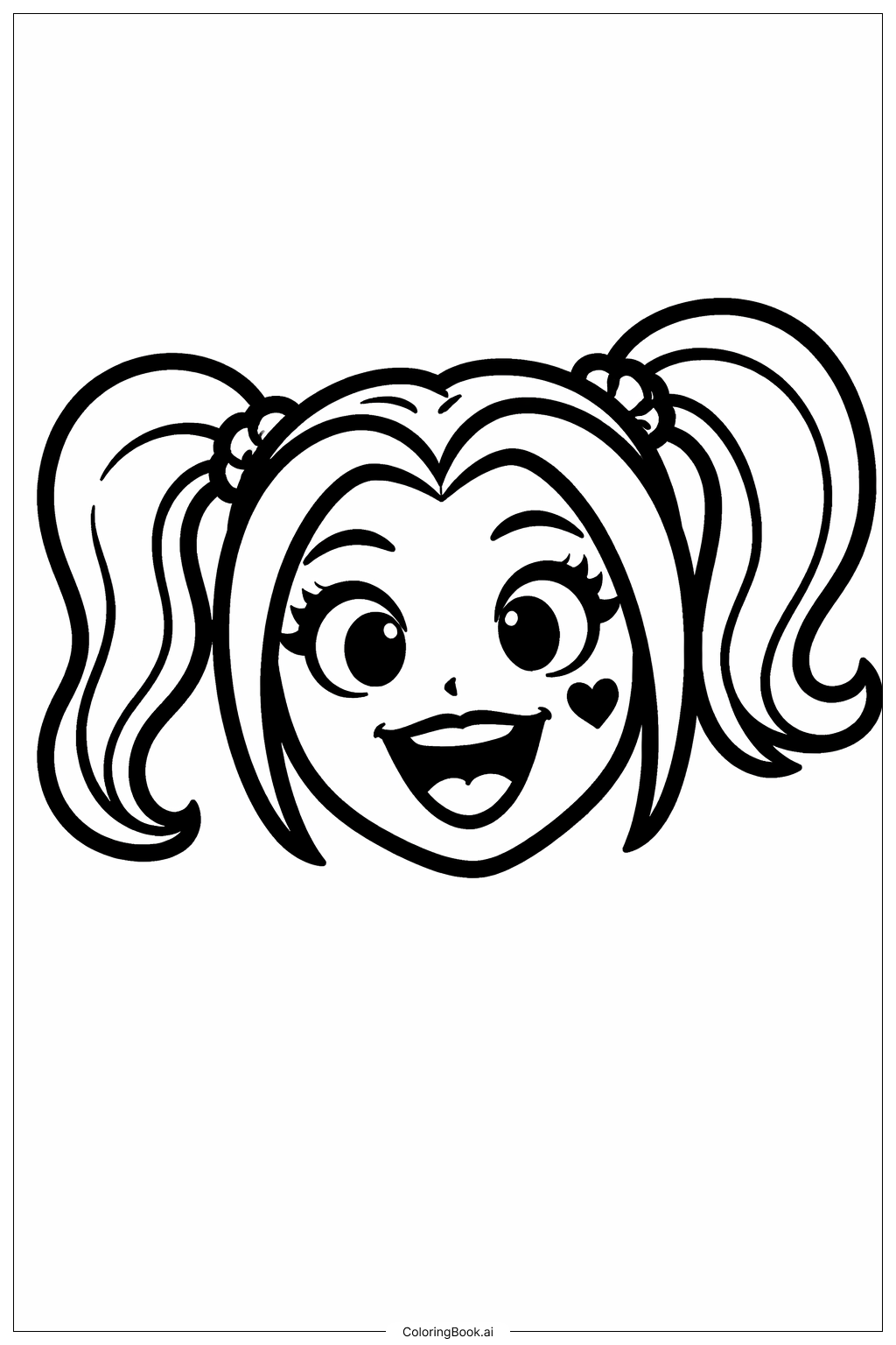 하얼리 퀸 웃는 얼굴 색칠공부 페이지