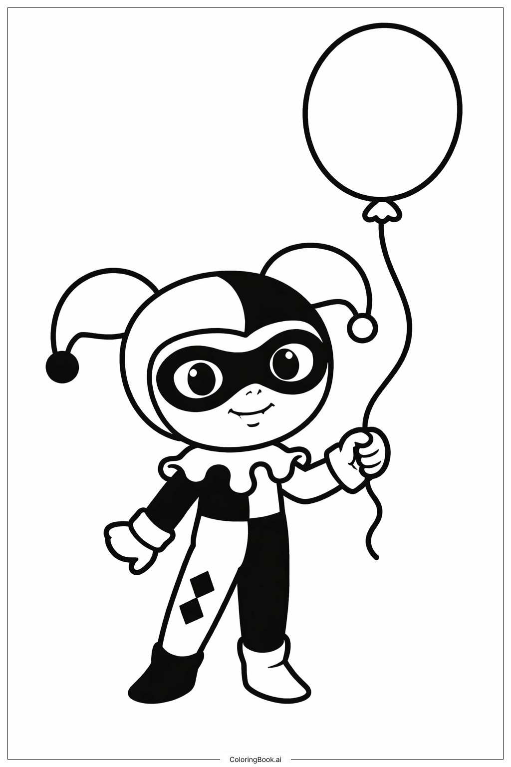  Trang tô màu Harley Quinn Với Bóng Bay 