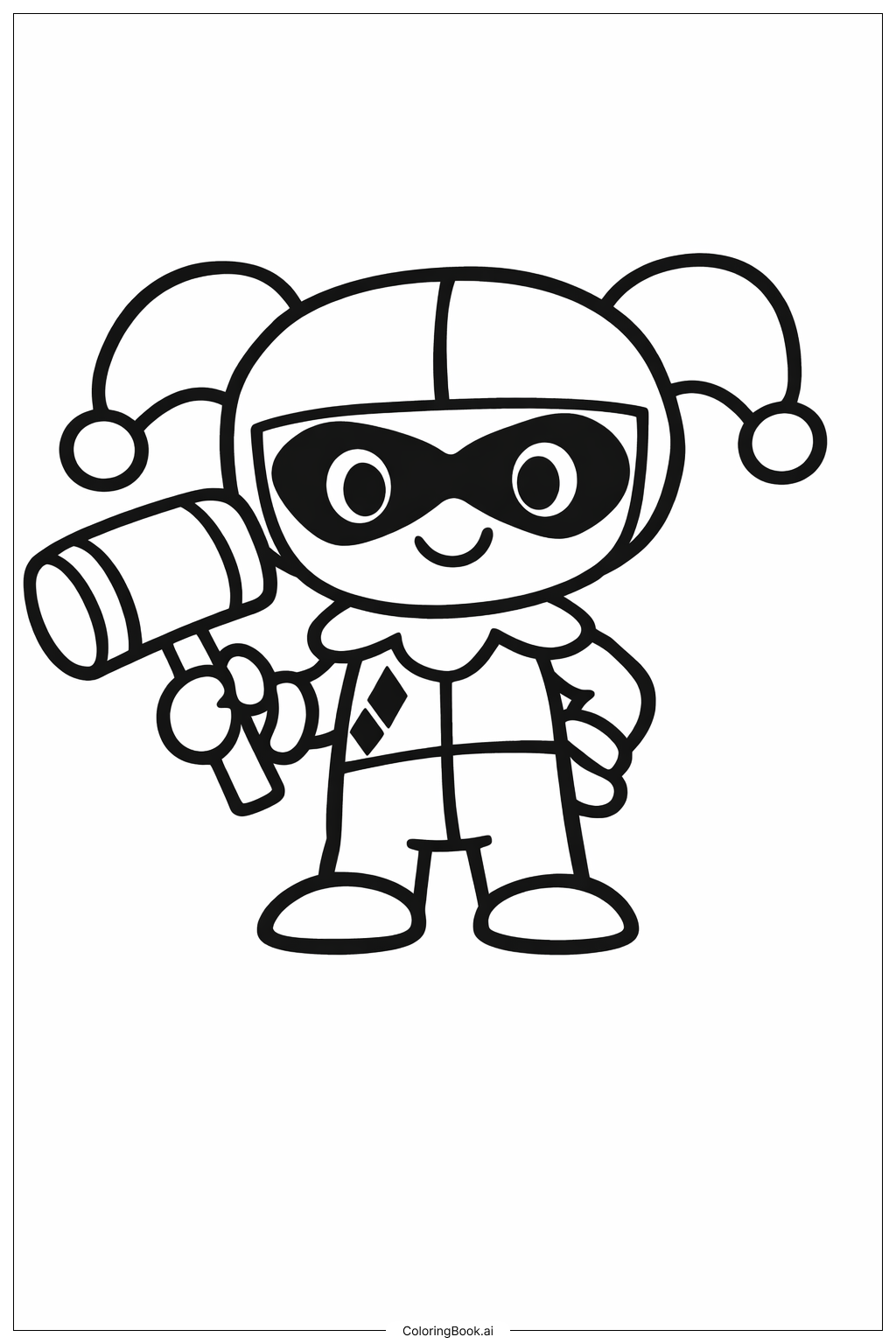  Trang tô màu Harley Quinn Với Cái Búa 
