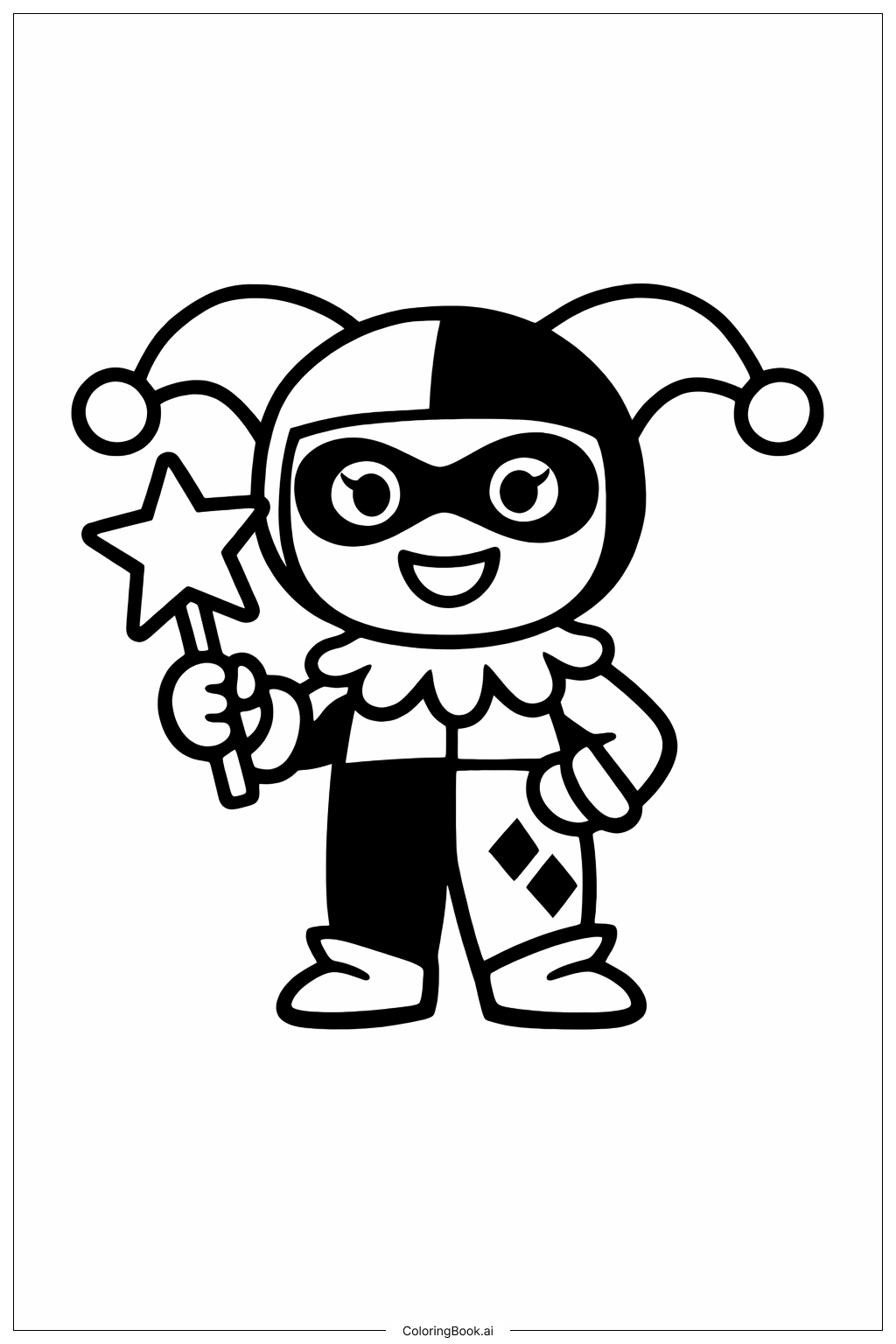  Trang tô màu Harley Quinn Với Đũa Phép Ngôi Sao 