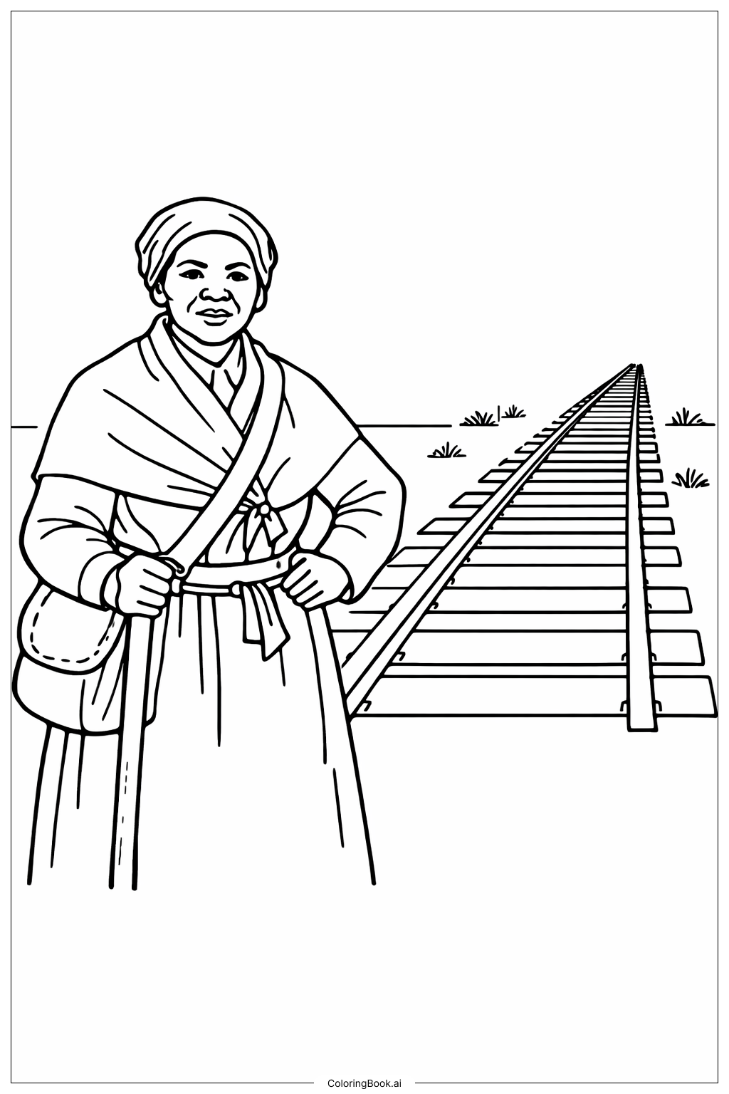  Harriet Tubman By Railroad Tracks Coloring Page 