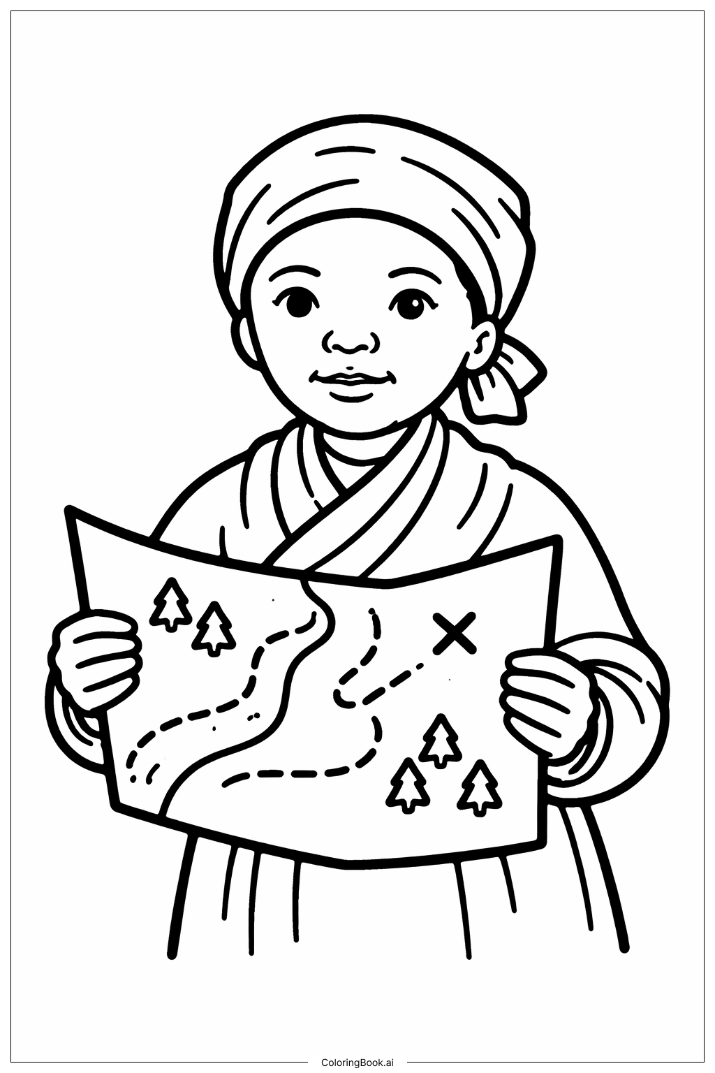  Trang tô màu Harriet Tubman Cầm Bản Đồ 