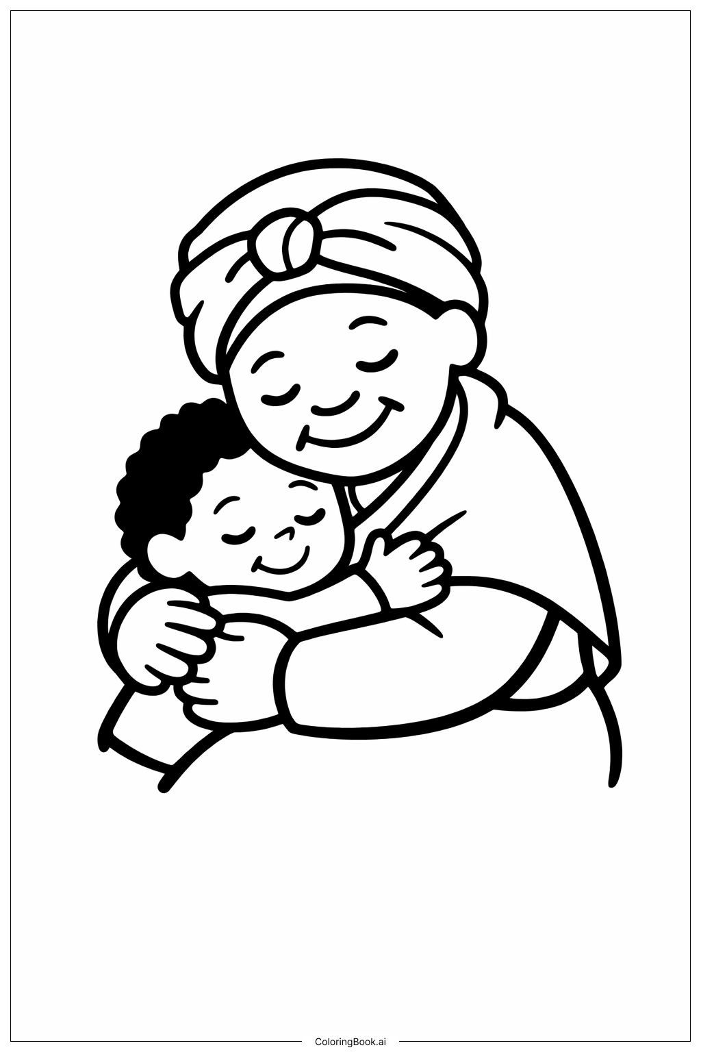  Harriet Tubman Hugging Child Coloring Page 