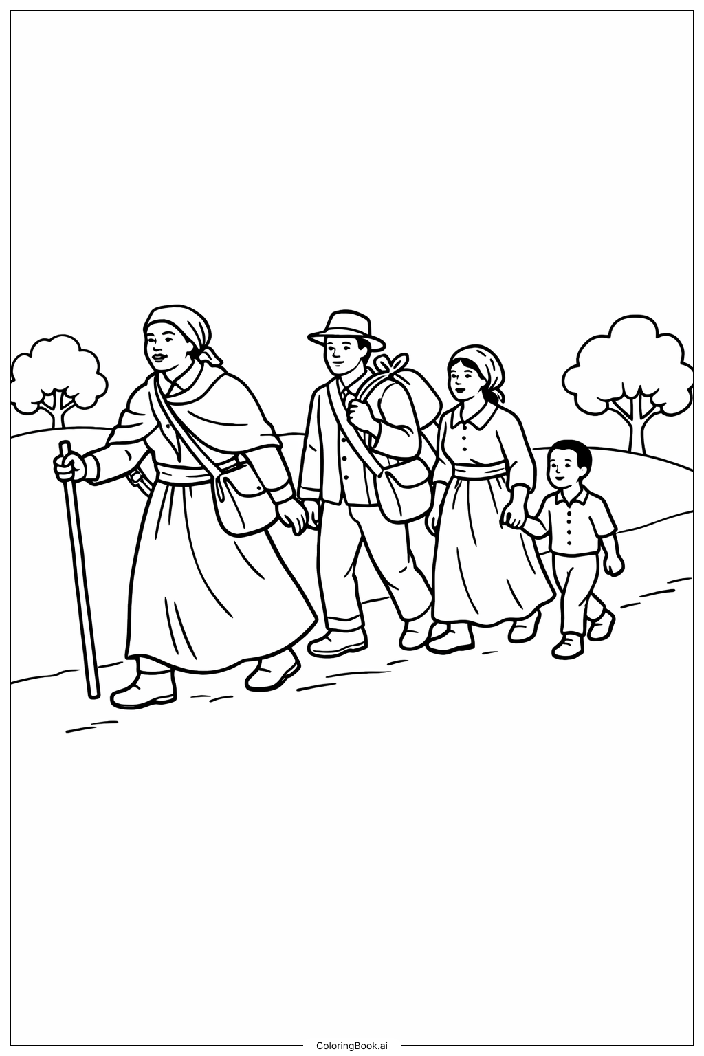  Trang tô màu Harriet Tubman Dẫn Gia Đình 